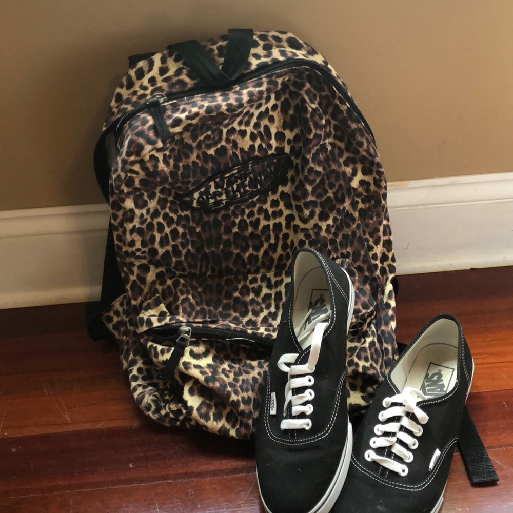 Black and white vans with a vans backpack